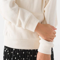 [現貨] 日本直送 OMNES 女童裝白色抓絨帶帽衛衣 (100-130cm) - BB Dressup