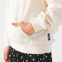 [現貨] 日本直送 OMNES 女童裝白色抓絨帶帽衛衣 (100-130cm) - BB Dressup