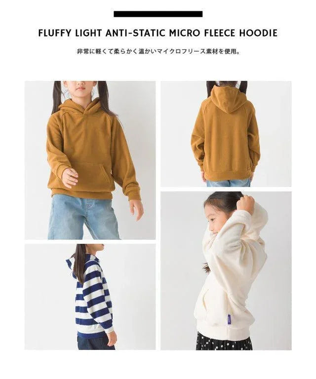 [現貨] 日本直送 OMNES 女童裝白色抓絨帶帽衛衣 (100-130cm) - BB Dressup