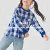 日本直送 OMNES 女童裝藍白格仔雙層紗布長袖上衣 - BB Dressup