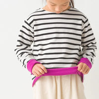 [現貨] 日本直送 OMNES 女童裝黑白橫間抓絨內裡長袖上衣 (100cm) - BB Dressup