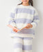 [現貨] 日本直送 OMNES 童裝粉藍白橫間毛毛長袖家居服上衣 (100-130cm) - BB Dressup