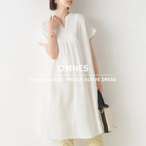 [現貨] 日本直送 OMNES 成人白色雙層薄紗法式袖束腰連身裙 - BB Dressup