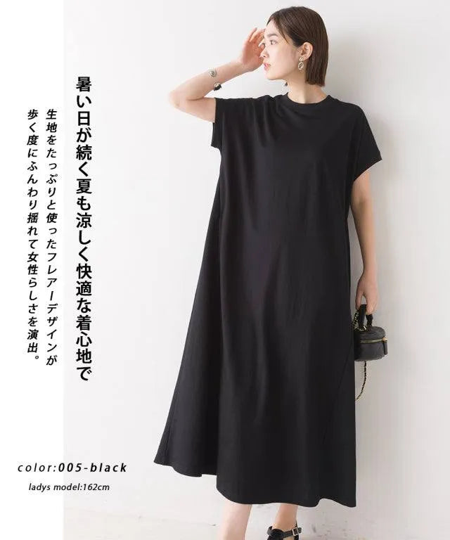 [預購] 日本直送 OMNES 成人黑色清涼物料休閒連身裙 - BB Dressup