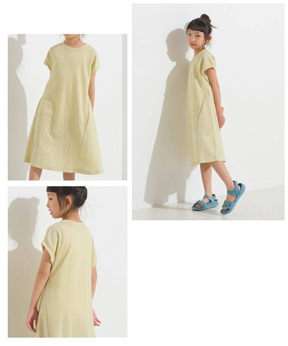 [預購] 日本直送 OMNES 女童裝淺黃色清涼物料休閒連身裙 - BB Dressup