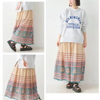 [現貨] 日本直送 OMNES 成人棉質印度風縮褶米色長裙 - BB Dressup