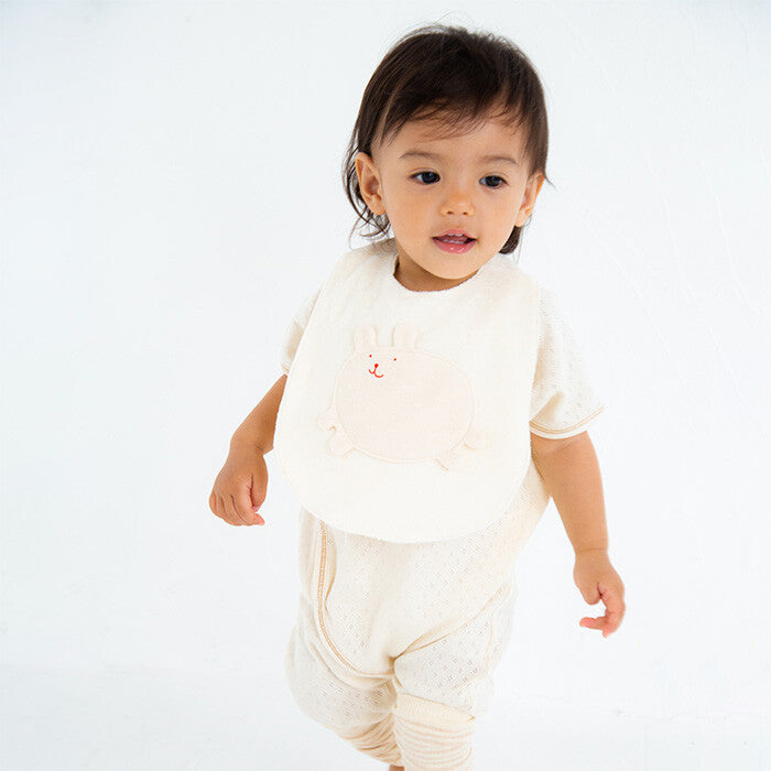 [現貨] 日本製 POMPKINS 100%有機棉白色口水肩/圍兜 - BB Dressup