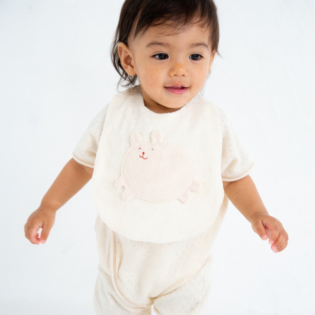 [現貨] 日本製 POMPKINS 100%有機棉白色口水肩/圍兜 - BB Dressup