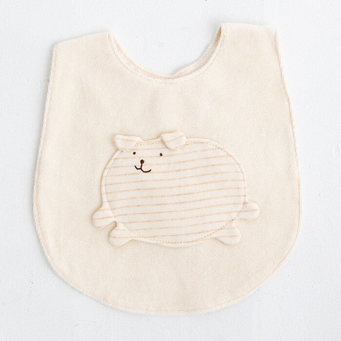 [現貨] 日本製 POMPKINS 100%有機棉白色橫間口水肩/圍兜 - BB Dressup