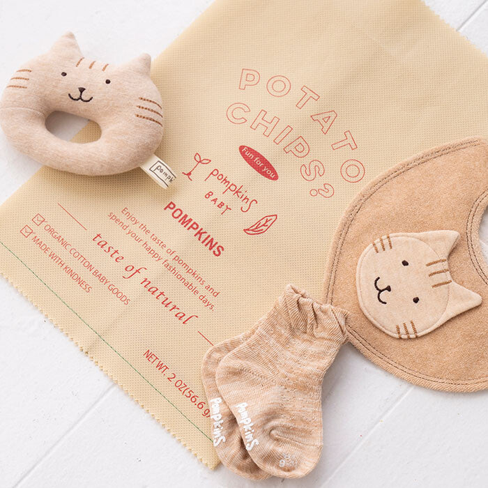 [現貨] 日本製 POMPKINS 100%有機棉啡色嬰兒禮物套裝 (PN-1) - BB Dressup