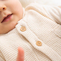 [現貨] 日本製 POMPKINS 白色有機棉針織初生嬰兒背心外套 (50-60cm) - BB Dressup