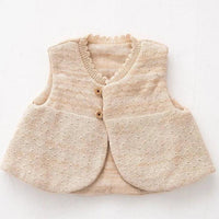 [現貨] 日本製 POMPKINS 淺啡色有機棉嬰兒針織背心 (60-80cm) - BB Dressup