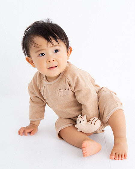 [現貨] 日本製 POMPKINS 初生嬰兒有機棉啡色松鼠搖鈴手環 - BB Dressup