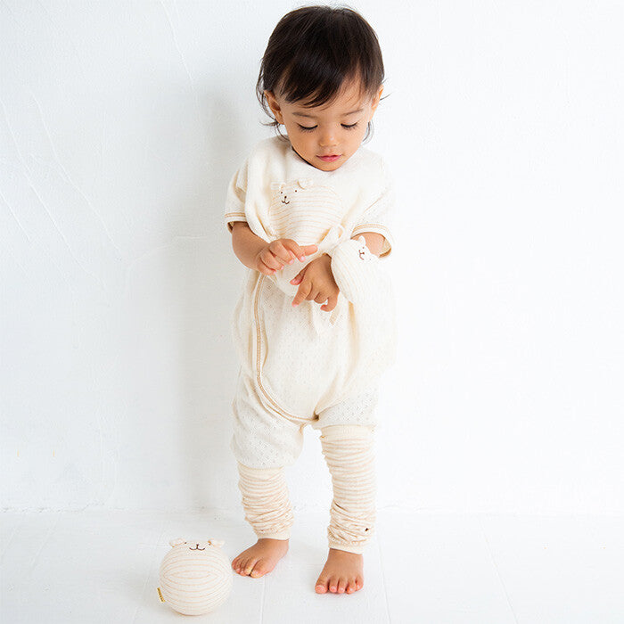 [現貨] 日本製 POMPKINS 初生嬰兒兔仔橫間有機棉搖鈴手環