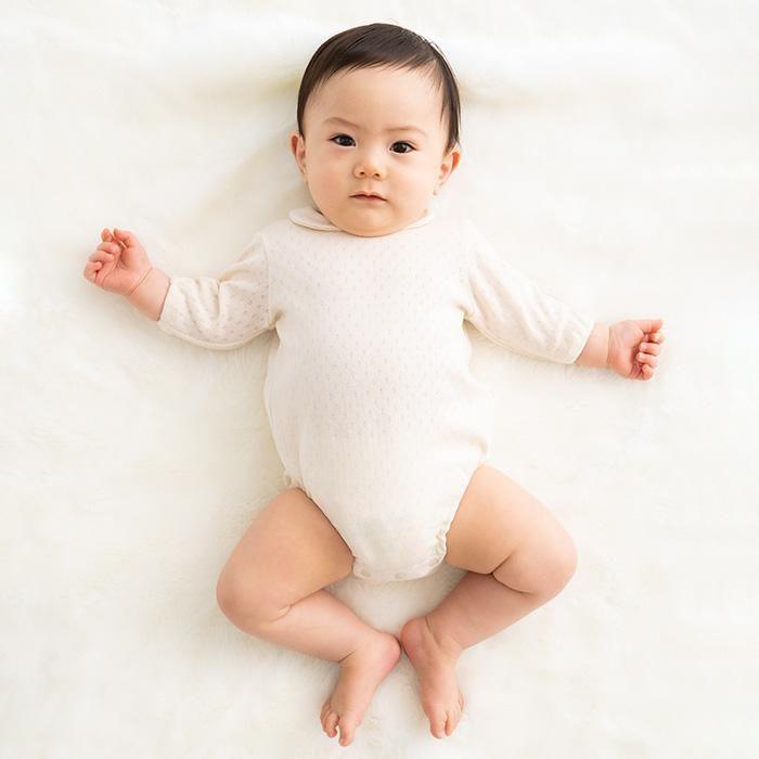 [現貨] 日本製POMPKINS 有機棉嬰兒長袖包屁衣/連身衣 (50-60cm) - BB Dressup