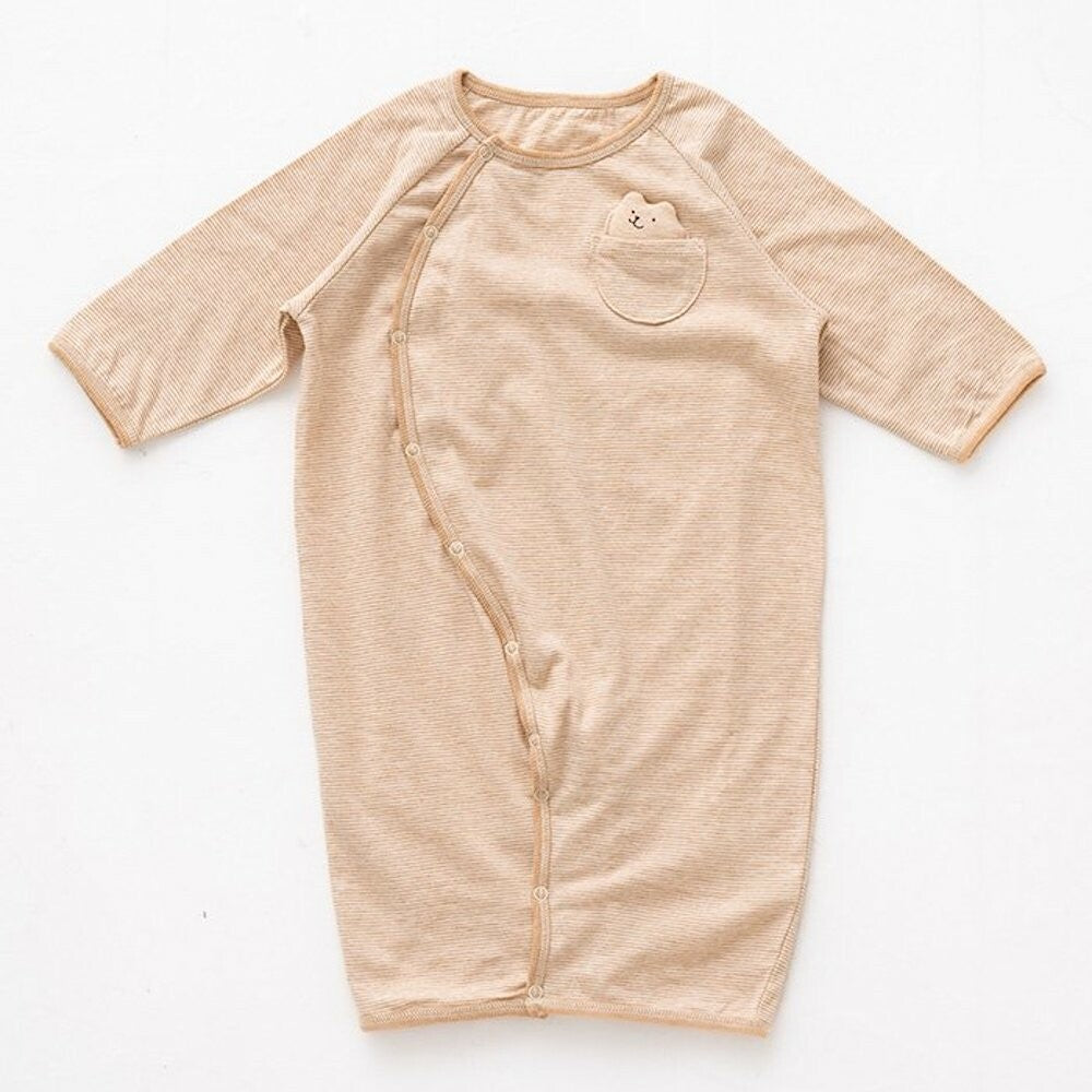 [現貨] 日本製 POMPKINS有機棉2 Ways 啡色長袖連身衣 - BB Dressup