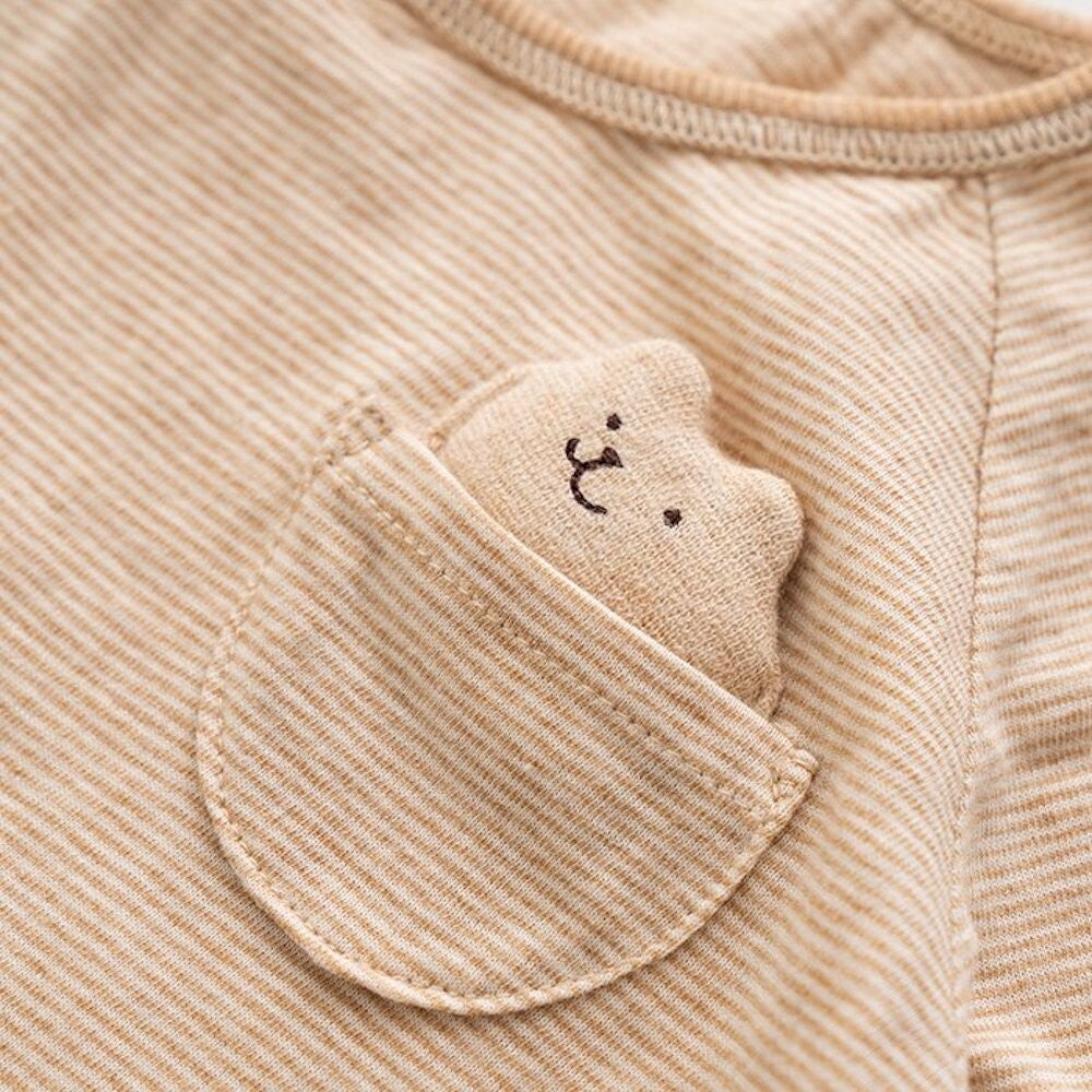 [現貨] 日本製 POMPKINS有機棉2 Ways 啡色長袖連身衣 - BB Dressup