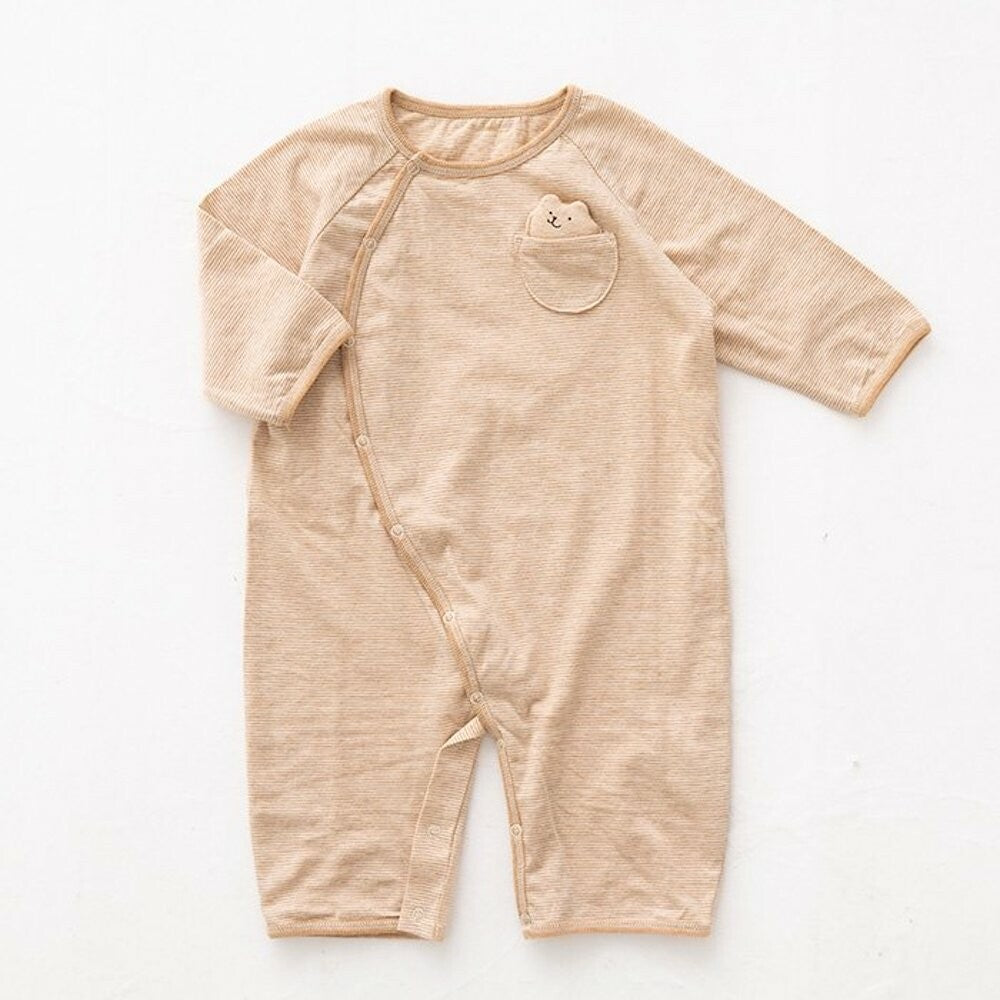 [現貨] 日本製 POMPKINS有機棉2 Ways 啡色長袖連身衣 - BB Dressup