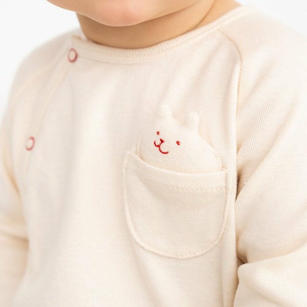 [現貨] 日本製 POMPKINS有機棉2 Ways 白色長袖連身衣 - BB Dressup