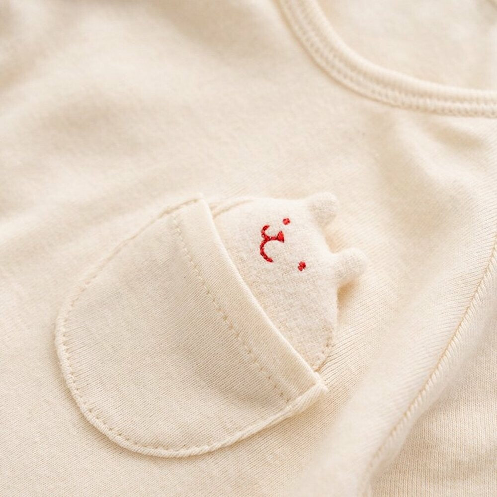 [現貨] 日本製 POMPKINS有機棉2 Ways 白色長袖連身衣 - BB Dressup