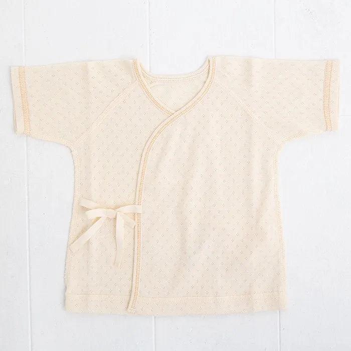 [現貨] 日本製 POMPKINS有機棉白色初生嬰兒短袖內衣 - BB Dressup