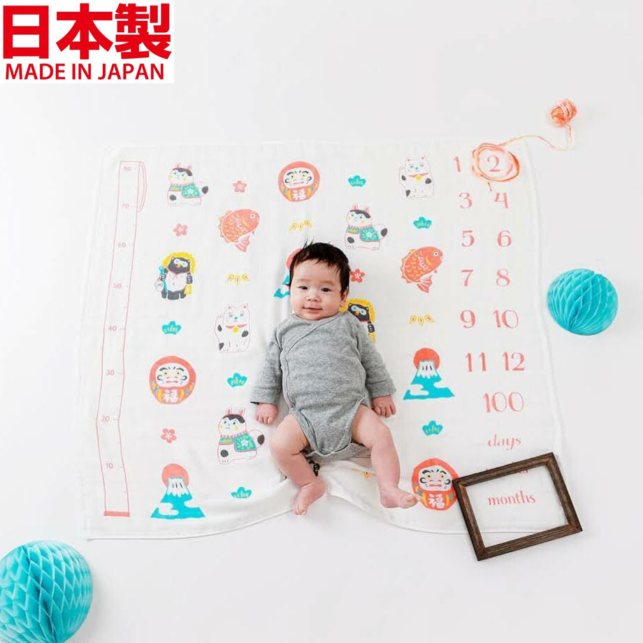 [現貨] 日本製 SDC研究所 嬰兒全棉日本傳統圖案今治三層紗布襁褓/包巾 - BB Dressup