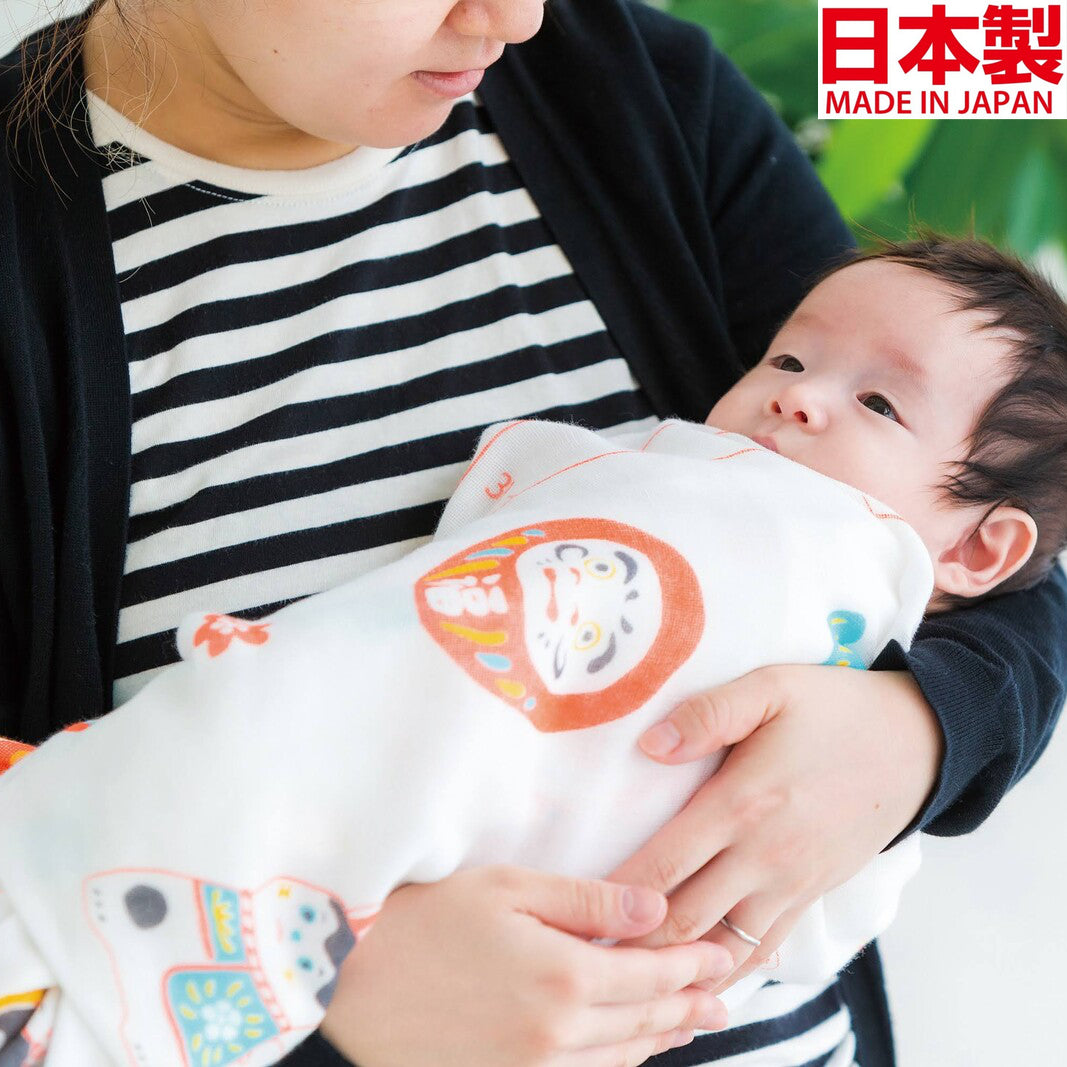 [現貨] 日本製 SDC研究所 嬰兒全棉日本傳統圖案今治三層紗布襁褓/包巾 - BB Dressup