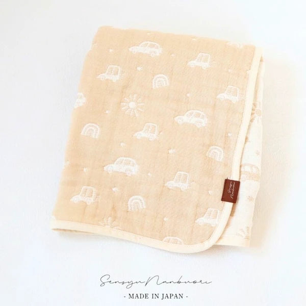 [現貨] 日本製藤原織布米色車仔6層紗布嬰兒被(S) - BB Dressup