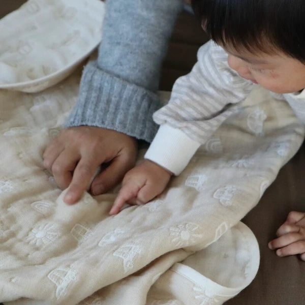 [現貨] 日本製藤原織布米色車仔6層紗布嬰兒被(S) - BB Dressup