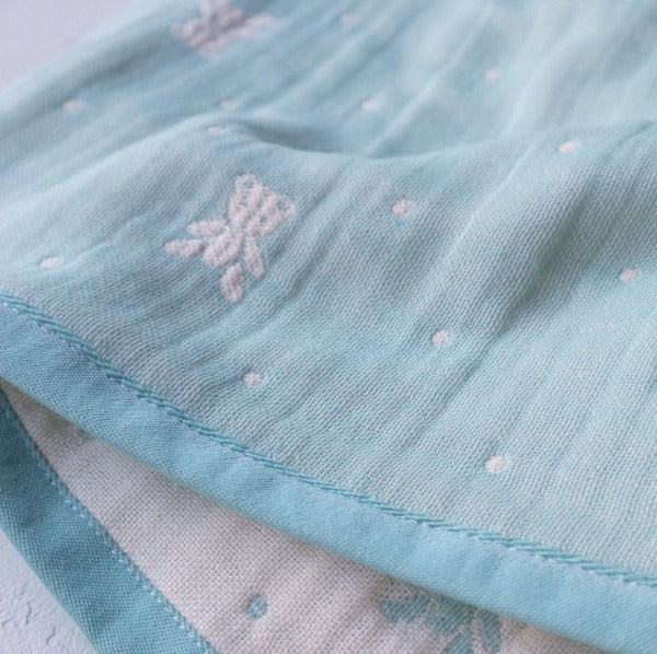 [現貨] 日本製藤原織布 嬰兒粉藍色babybear4重紗布迷你浴巾/薄被 (S) - BB Dressup