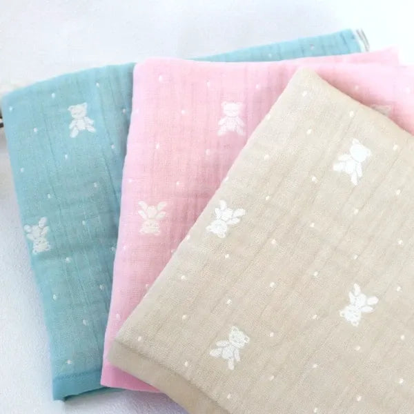 [現貨] 日本製藤原織布 嬰兒粉紅色babybear4重紗布迷你浴巾/薄被 (S) - BB Dressup