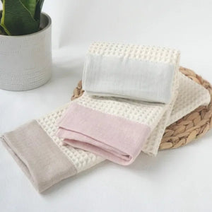 [現貨] 日本製藤原織布 嬰兒有機棉威化格雙層紗浴巾/面巾 (粉紅/粉藍) - BB Dressup