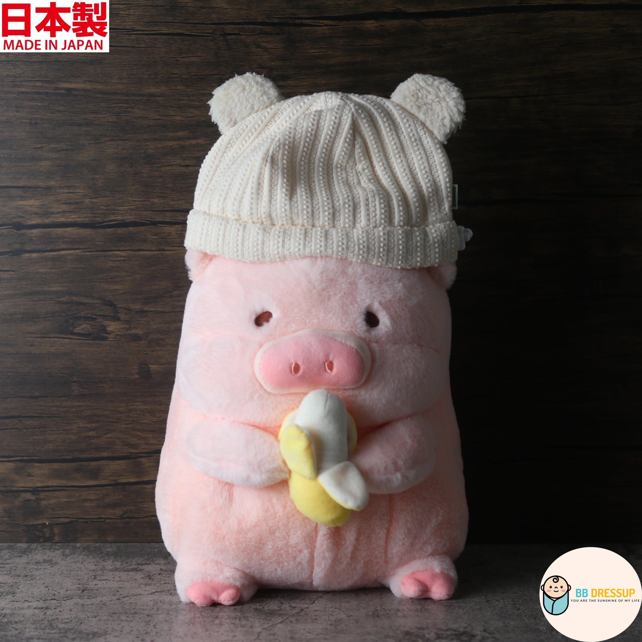 [現貨] 日本製 Shapox 米白色熊耳有機棉蕾絲針織紋嬰幼兒帽 - BB Dressup