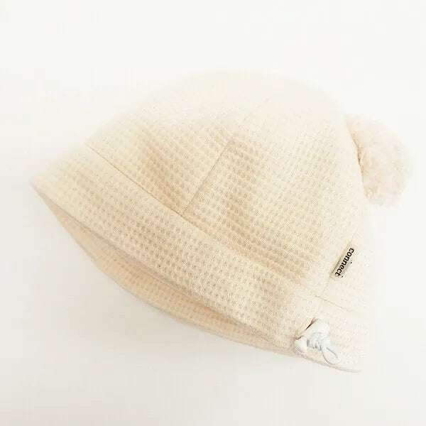 [現貨] 日本製 Shapox 米白色熊耳有機棉嬰幼兒帽 - BB Dressup