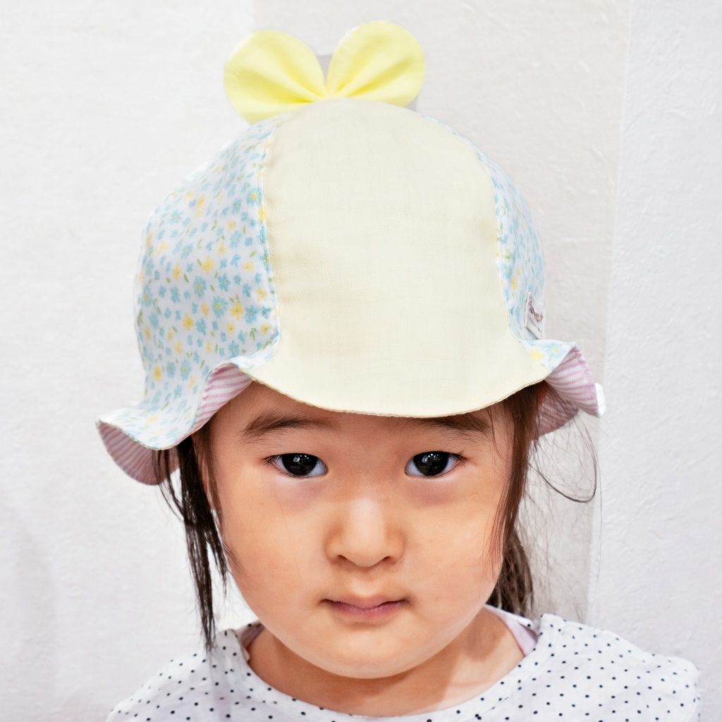 [現貨] 日本製 Shapox防紫外線粉紅色蝴蝶結鬱金香嬰幼兒帽 - BB Dressup