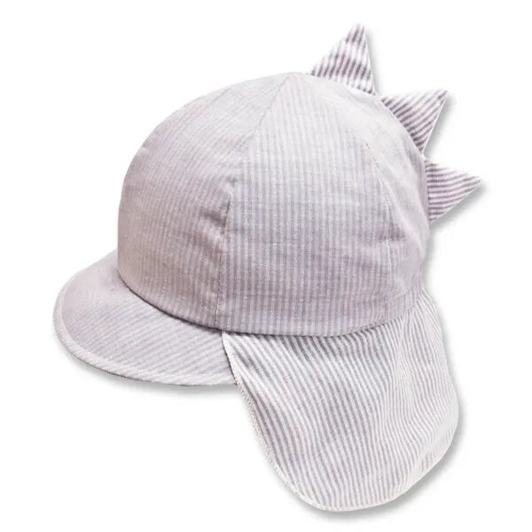 [現貨] 日本製 Shapox防紫外線粉淺灰色雙層紗布嬰幼兒恐龍Cap帽 - BB Dressup