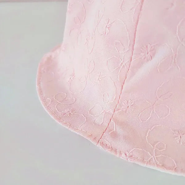 [現貨] 日本製 Shapox防紫外線 嬰幼兒 粉紅色刺繡蕾絲鬱金香遮陽帽(防UV) (46cm)