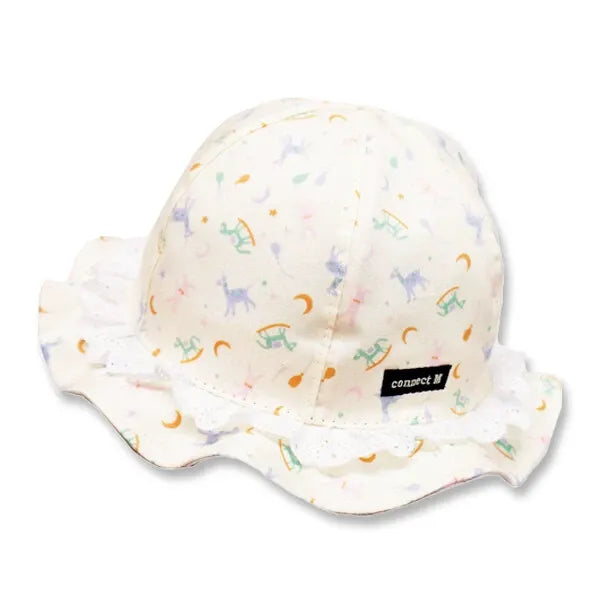 [現貨] 日本製 Shapox防紫外線 嬰幼兒 白色蕾絲遮陽帽 (防UV/下巴綁帶) (50cm)