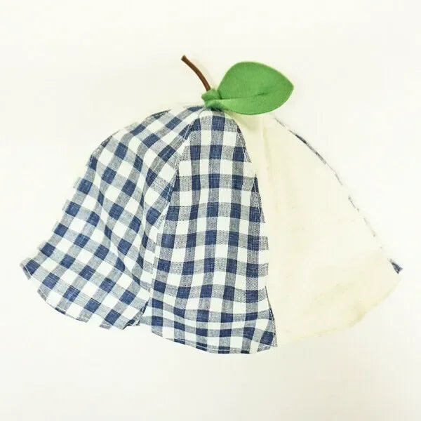 [現貨] 日本製 Shapox 藍色格仔葉片防曬兒童帽 (防UV/下巴綁帶) 46-48cm - BB Dressup