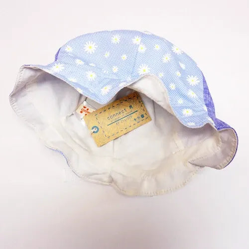 [現貨] 日本製 Shapox防紫外線 嬰幼兒藍色小花荷葉鬱金香遮陽帽 (防UV) (48-50cm)
