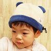 [現貨] 日本製 Shapox 米色配藍色可調熊耳保暖幼兒帽 - BB Dressup