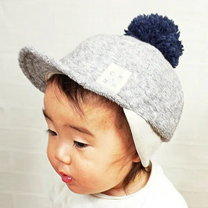[現貨] 日本製 Shapox 淺灰色絨面保暖嬰幼兒Cap帽 - BB Dressup