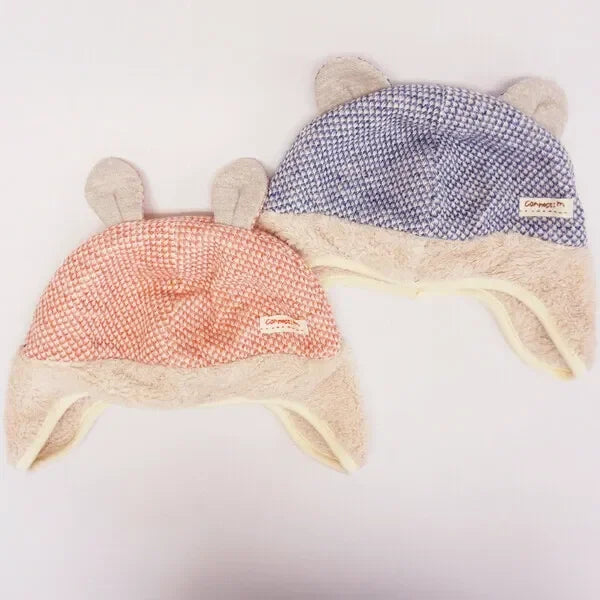 [現貨] 日本製 Shapox 粉藍色動物耳連耳罩保暖毛毛帽 - BB Dressup