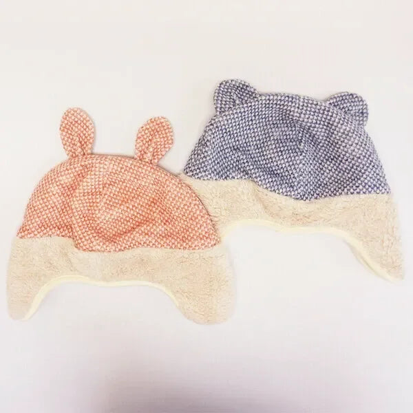 [現貨] 日本製 Shapox 粉藍色動物耳連耳罩保暖毛毛帽 - BB Dressup