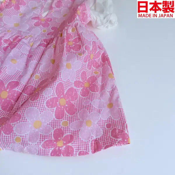 [現貨] 日本製Three Arrorw粉紅色花花純棉T恤連身裙洋裝 - BB Dressup