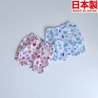 [現貨] 日本製Three Arrow白色純棉上衣束腰外套波點燈籠褲 (三件裝) - BB Dressup