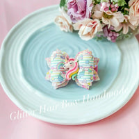 [預購] 香港製造Glitter Hair Bow Rainbow Unicorn獨角獸頭飾 - BB Dressup