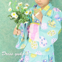 [現貨] 日本直送Unicocon 女童藍色繡球花日本和服浴衣套裝 - BB Dressup