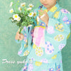 [現貨] 日本直送Unicocon 女童藍色繡球花日本和服浴衣套裝 - BB Dressup