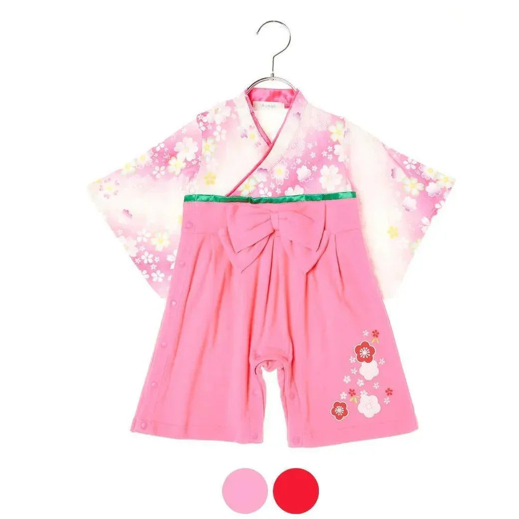 [現貨] 日本直送 Aenak 女童裝粉紅色櫻花日本和服連身衣 (90cm) - BB Dressup